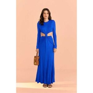 FARM RIO Knotted Cut Out Royal Blue Maxi Dress